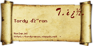 Tordy Áron névjegykártya
