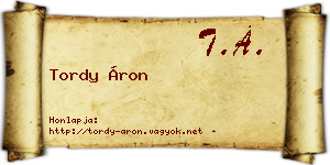 Tordy Áron névjegykártya